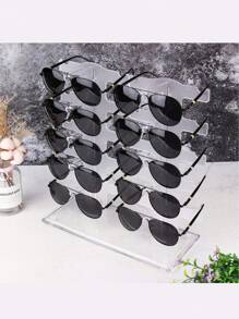 Soporte de exhibición de gafas de sol con 2 filas, transparente, almacenamiento ordenado, hermoso y práctico - Blanco - Ver 6