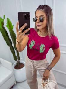 Women T-Shirts - 紫紅色 - 查看 8