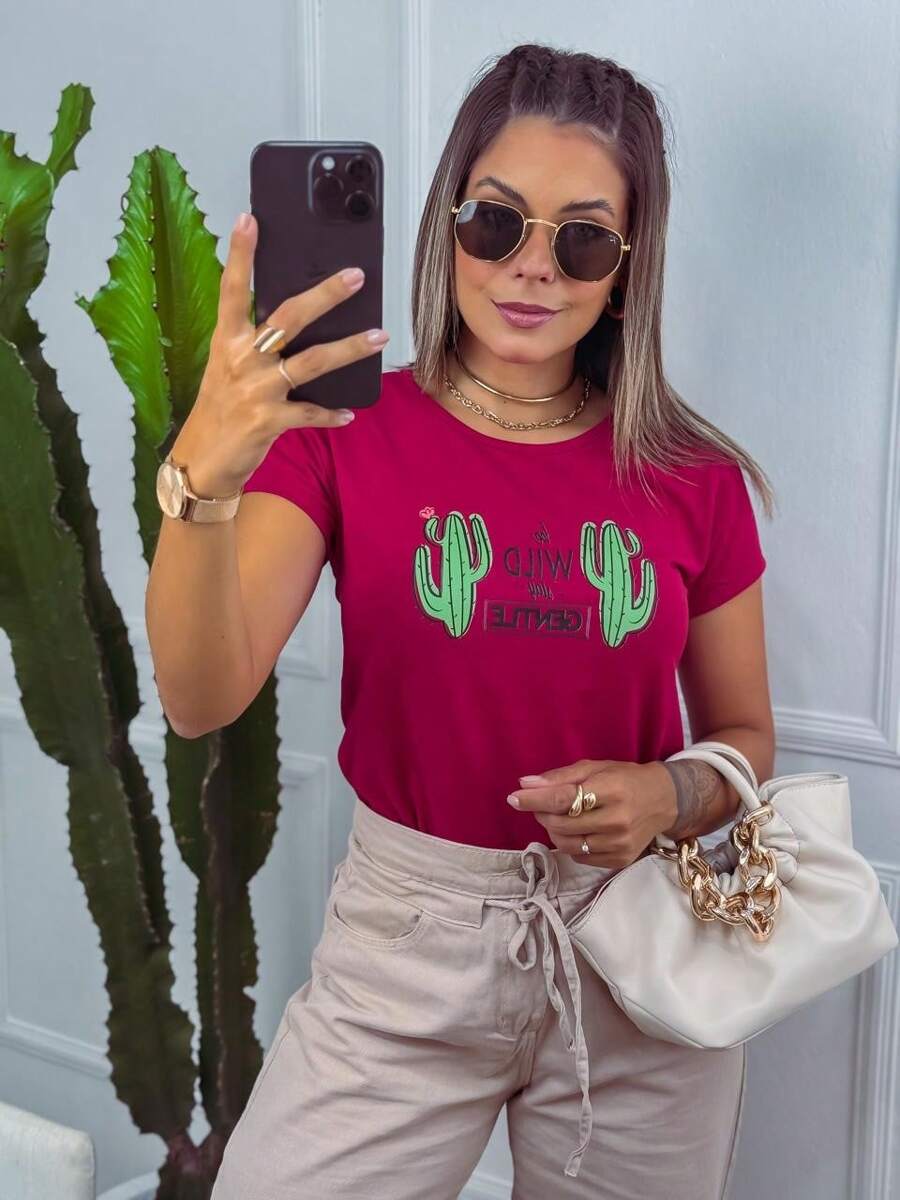 Women T-Shirts - 紫紅色 - 查看 1