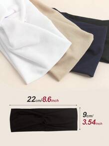 4 件纯色交叉弹性发带休闲、健身头带头巾头带吸汗带 - 彩色 - 查看 4