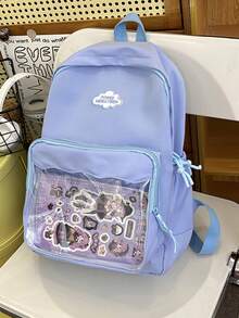 2024 Summer New Backpack Bag Student Large Capacity Versatile Bag Large Food Quantity DIY Pain Bag (Excluding Decorations In Picture Bags) - Blue - View 6