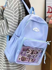 2024 Summer New Backpack Bag Student Large Capacity Versatile Bag Large Food Quantity DIY Pain Bag (Excluding Decorations In Picture Bags) - Blue - View 4