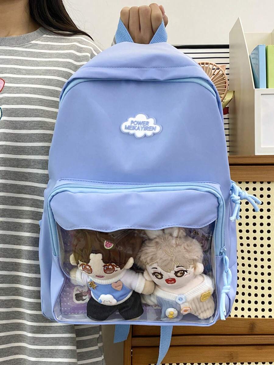 2024 Summer New Backpack Bag Student Large Capacity Versatile Bag Large Food Quantity DIY Pain Bag (Excluding Decorations In Picture Bags) - Blue - View 1