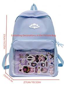 2024 Summer New Backpack Bag Student Large Capacity Versatile Bag Large Food Quantity DIY Pain Bag (Excluding Decorations In Picture Bags) - Blue - View 2