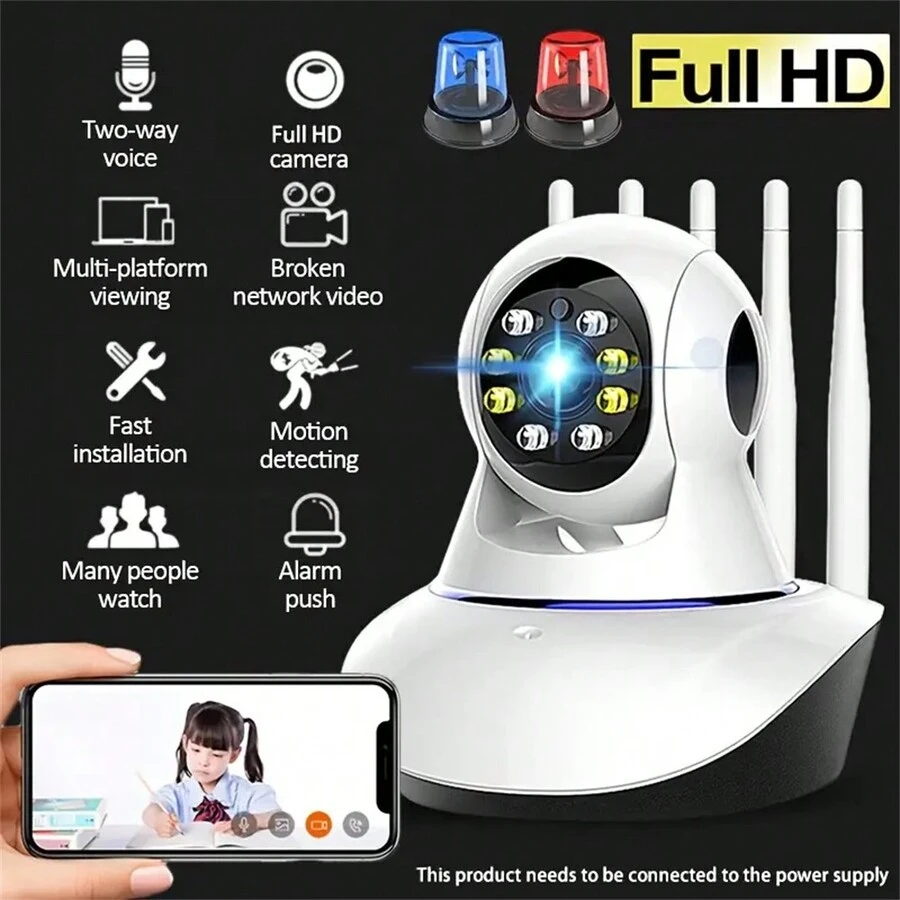 3百萬畫素全景WiFi安全攝影機，360°全景視野，搭配手機應用程式，可當嬰兒監視器、寵物攝影機使用，具備運動及聲音偵測、紅外線夜視、2.4G WiFi、雙向音訊功能 - 白色 - 查看 1