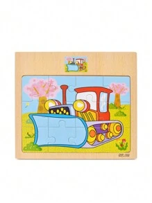 1 pieza Rompecabezas de madera de 12 piezas, rompecabezas con patrón de dibujos animados, rompecabezas de panel plano, juguete educativo temprano que fomenta la atención, paciencia y el desarrollo, regalo de Año Nuevo