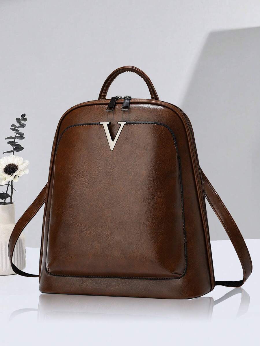High-End Backpack 2024 New Niche Versatile Fashionable Leisure Travel Bag Large Capacity Retro Ladies Commuter Backpack Oil Wax Leather School Bag - Brown - View 1