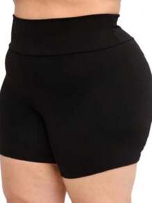 Plus Size Shorts - 黑色 - 查看 4
