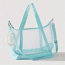 便攜式尼龍網格寵物運輸盒，可摺疊透氣貓包，適用於戶外旅行 - 薄荷綠 - 查看 3