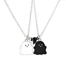 2Pcs/Set Cute Black And White Ghost Best Friend Necklace For Girls BFF Friendship Jewelry Gift
