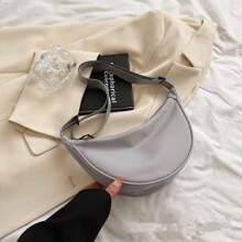 Women's Waterproof Polyester Crossbody Bag - Half Moon - Grey - View 2