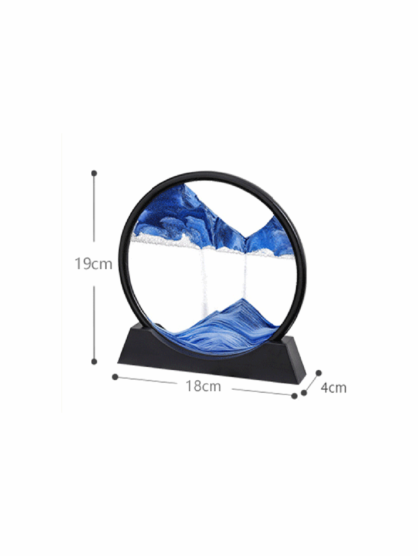 3D Quicksand Painting Circular Glass Handicraft Hourglass, One Creative Gift For Distribution, Desktop Decoration - Blue - View 2