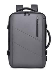 男士新款大容量旅行背包，可擴展肩袋，多功能旅行電腦背包，中性週末過夜包，戶外海灘包，學生背包。配置USB充電口，多層口袋可擴展厚度，防刮擦、耐磨和防水面料，休閒商務男士包，質感簡約復古時尚包，適用於海濱旅行、商務差旅、購物、上下班通勤。適合作為朋友、家人和男友的禮物。 - 灰色 - 查看 8