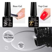 4Pcs/Set Complete Nail Care Set - Nail Prep Dehydrator, Acid-Free Primer, Top & Base Coat Function Gel Healthier Nails And Long-Lasting Polish