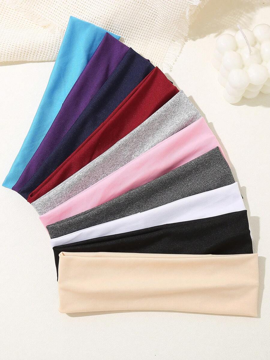 10pcs Women's Colorful Casual Headbands Suitable For Daily Life And Sports Use, Gym Hair Band Turban Headband Sweatband, Hairband Fall Winter Hair Accessories For Women For Vacation Outfits Woman Elegant Scarf Women Bandana Soft Headwrap Summer Outfits,Travel,Birthday