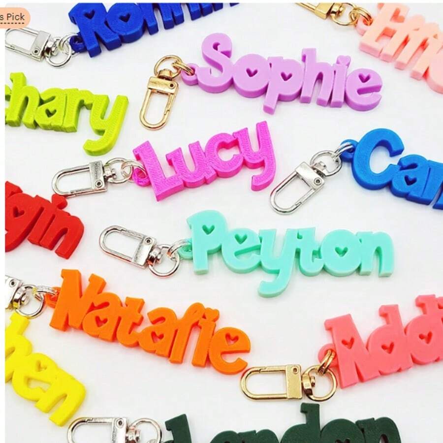 Llavero de diseño de letra linda para imprimir en 3D para hacer usted mismo - Blanco - Ver 1