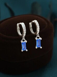 1 đôi bông tai dài bằng Zirconium màu cho nữ bạc Sterling S925 trang sức cao cấp dành cho nữ làm quà tặng tiệc kỷ niệm quà tặng bông tai trang sức cao cấp - Bạc - Xem 9