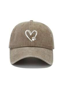 1 pieza Gorra de béisbol unisex con estampado de huella de corazón y pata, gorra casual de protección solar al aire libre adecuada para viajes de primavera y otoño y vacaciones en la playa, sombrero juvenil de estilo Y2K - imprimir - Ver 11