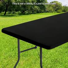 1pc Rectangular Solid Color Tablecloth With Elastic Flannel Backing And Vinyl Cover, Waterproof And Wipeable Table Cover, Suitable For Indoor, Outdoor, Picnic And Camping - Multicolor - View 9
