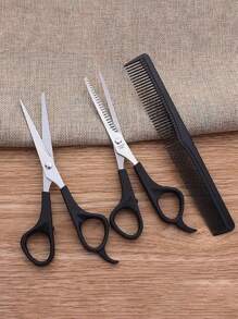 3 pièces/4 pièces Kit d'outils de coiffure, comprenant des ciseaux de coupe de cheveux, des ciseaux d'effilage, des peignes, un peigne à queue pointue, un peigne à raser et un set de ciseaux de coupe de cheveux pour l'effilage et la coupe, outils capillaires, produits capillaires et accessoires pour le salon de coiffure, les voyages essentiels, la rentrée scolaire, les vacances, les accessoires capillaires pour femmes