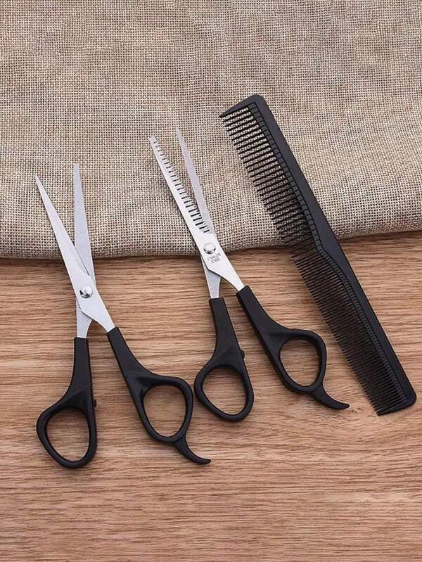 3 pièces/4 pièces Kit d'outils de coiffure, comprend des ciseaux à cheveux, des ciseaux d'effilage, des peignes, un peigne à queue pointue, un peigne rasoir et un set de ciseaux à cheveux pour l'effilage et la coupe. Outils, produits et accessoires capillaires pour les salons de beauté, les barbiers, les voyages essentiels