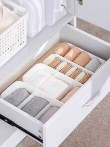 1 pieza Caja de almacenamiento de calcetines lisos, caja de almacenamiento de ropa interior de compartimento simple blanca para decoraciones del hogar, decoración de festivales, decoración de habitaciones, decoración del hogar, decoración del dormitorio, vestidos, pantalones, zapatos, vaqueros, botas. - Blanco - Ver 9