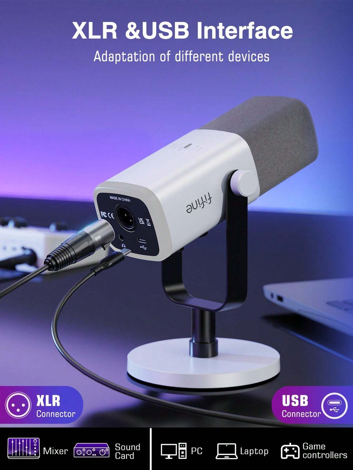 Fifine FIFINE USB/XLR Dynamic Microphone With Monitoring Headphone Jack ...