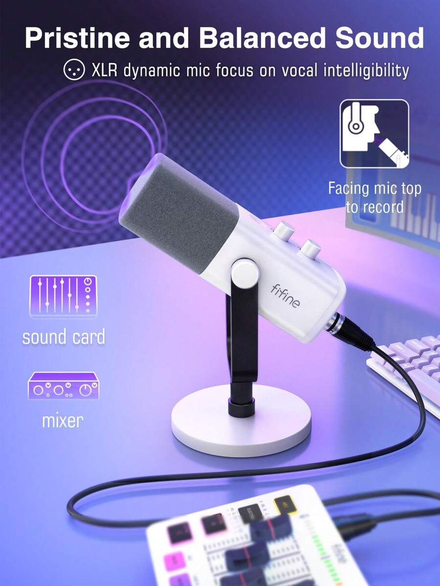 Fifine FIFINE USB/XLR Dynamic Microphone With Monitoring Headphone Jack ...