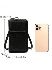 MIYIN Women's Fashion Retro Style Small Zipper Crossbody Bags With Adjustable Shoulder Strap PU Vintage Cell Phone Purse Wallet With Credit Card Slots Minimalist Casual Shoulder Bag Clutch Purse For Woman For Shopping, Working, Traveling, Hiking.(Black) IPhone Bag Pouch Phone Cell Phone Purse Wallet Pouch Phone Bag Women Purse
