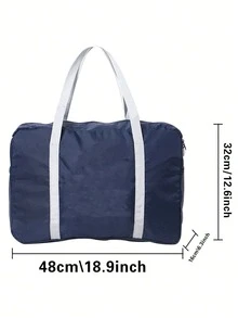 多功能便携式可折叠旅行收纳袋花卉字母图案大容量行李收纳袋旅行袋手提包手袋手拿包健身包过夜包周末包瑜伽健身衣服收纳袋旅行袋 - 藏蓝色 - 查看 4