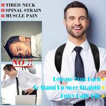 Posture Corrector Back Support Body Brace Wellness Lumbar Shoulder Support Belt - Black - View 2