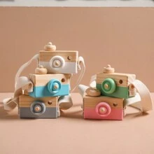 1入嬰兒仿真木製相機玩具帶帶子，神奇又多功能的視覺解壓力玩具，適用於新生兒早期教育、學校、學生、文具、學校用品 - 彩色 - 查看 3