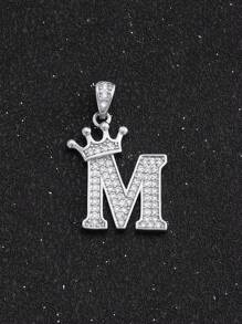 1pc Sparkling Initial Lettet & Crown Pendant  Chain Necklace A-Z Customized Name Alphabet Necklace For Women For Party - Silver - View 35