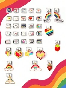 Dream&Radio 1入2024新款9mm經典復古字母意大利項鍊不銹鋼防水首飾手鍊，可拆卸調節粉紅色心形精美首飾手鍊或腳鍊，適用於送情侶紀念品，適合夏季海灘派對和音樂節迪斯科時尚首飾 - 彩色 - 查看 2