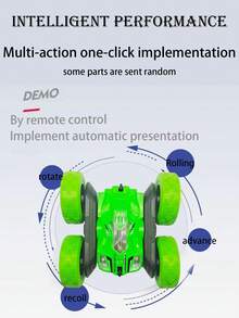 Remote Control Stunt Car With Flip, Climbing And Double-Sided Driving Functions, Off-Road Drift Electric Toy Car, With Automatic Demonstration, Suitable For Crawling On Various Roads, With Lights (Battery Powered) - Multicolor - View 11