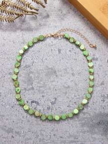 1 件天然色串珠项链，适合女性日常和度假佩戴 - 綠色 - 查看 12