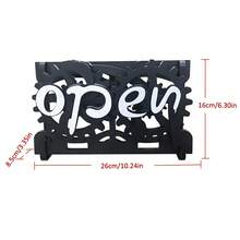 1 pieza Letrero creativo de tienda de tipografía de freno de engranaje abierto-cerrado negro para la puerta exterior - Negro - Ver 5