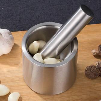1pc Stainless Steel 304 Garlic Masher, Household Garlic Crushing Pot, Large Capacity Mortar And Pestle For Grinding Spices