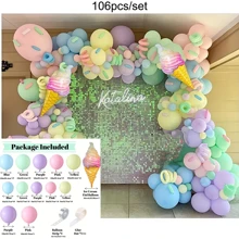 Trang trí tiệc sinh nhật kem mùa hè, Bộ vòng hoa bóng bay kem, Bóng bay giấy bạc kem, Vật tư trang trí tiệc kem, Bóng bay màu pastel, Bóng bay cầu vồng Macaron, Trang trí phông nền tiệc sinh nhật - Bữa Tiệc Kem Mùa Hè - Xem 8