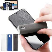 1pc 2 In 1 Microfiber Screen Cleaner Suitable For Mobile Phones, Computers, TV Navigation, Etc. Keep Your Mobile Phone Screen Clean As New(5 Colors Can Choose,Empty Bottle,Not Included Liquid)
