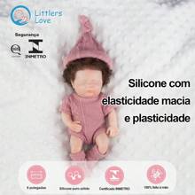 Bebê Reborn Silicone Sólido Molinho Realista Menina 23cm Pode Dar Banho - Olhos Fechados - Visão 3
