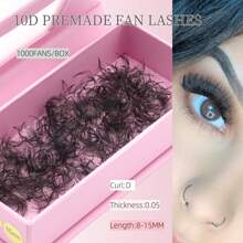 1000 abanicos por caja, grosor de 0,05 mm, pestañas de volumen premontadas de 10D de 8-15 mm de longitud en rizo D, abanicos sueltos de 10D para extensiones de pestañas profesionales, racimos de pestañas, pestañas individuales, pestañas, pestañas postizas