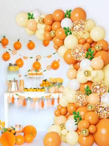 124件桔色彩帶派對氣球串花環拱門套裝，生日節日派對裝飾婚禮生日氣球，可為生日和紀念日提供完美裝飾 - 彩色 - 查看 5