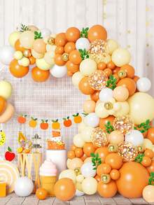 124件桔色彩帶派對氣球串花環拱門套裝，生日節日派對裝飾婚禮生日氣球，可為生日和紀念日提供完美裝飾 - 彩色 - 查看 2