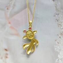 天然蛋白石，鍍金工藝寶石鑲嵌項鍊吊墜，時尚珠寶，女士項鍊珠寶，寶石項鍊，假日禮物，獻給她的禮物 - 金魚2 - 查看 4