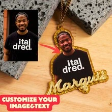 個性化時尚元素設計頸鍊，定制紀念品生日禮物驚喜禮物結婚周年紀念親子禮物 - Gold text and Gold - 查看 10