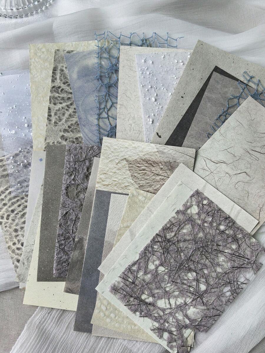 1包26張混合材質紙張，適用於DIY拼貼背景，復古裝飾材料 - 彩色 - 查看 1