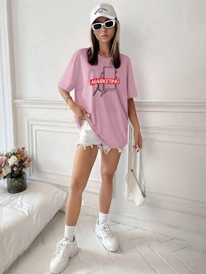 Camisa Camiseta Feminina Estampada Suprem Marketing 100% Algodão Fio 30.1 Penteado