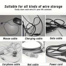 10pcs Pack Cable Organizer Bags & Cases With Silicone Straps For Desktop Storage - Durable PC Material Cable Management Ties For Tidy Desk - White - View 5