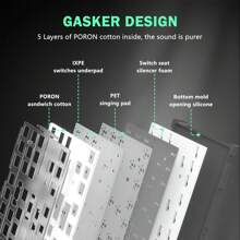 ATTACK SHARK TKL Wireless Mechanical Gaming Keyboard, BT 5.0/2.4G/USB-C Wired Hot Swappable White Switches RGB Keyboard 80% US Layout, With Coiled Keyboard Cable For PC - Olive Green - View 9